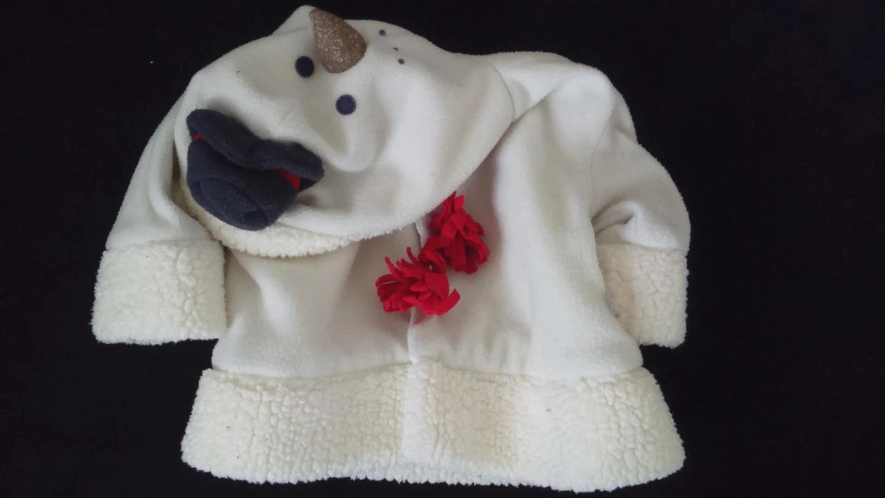 Veste / Manteau Polaire Avec Capuche Bonhomme De Neige Taille 6 Mois Idee Cadeau